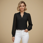 Women's v-neck long sleeve office blouse