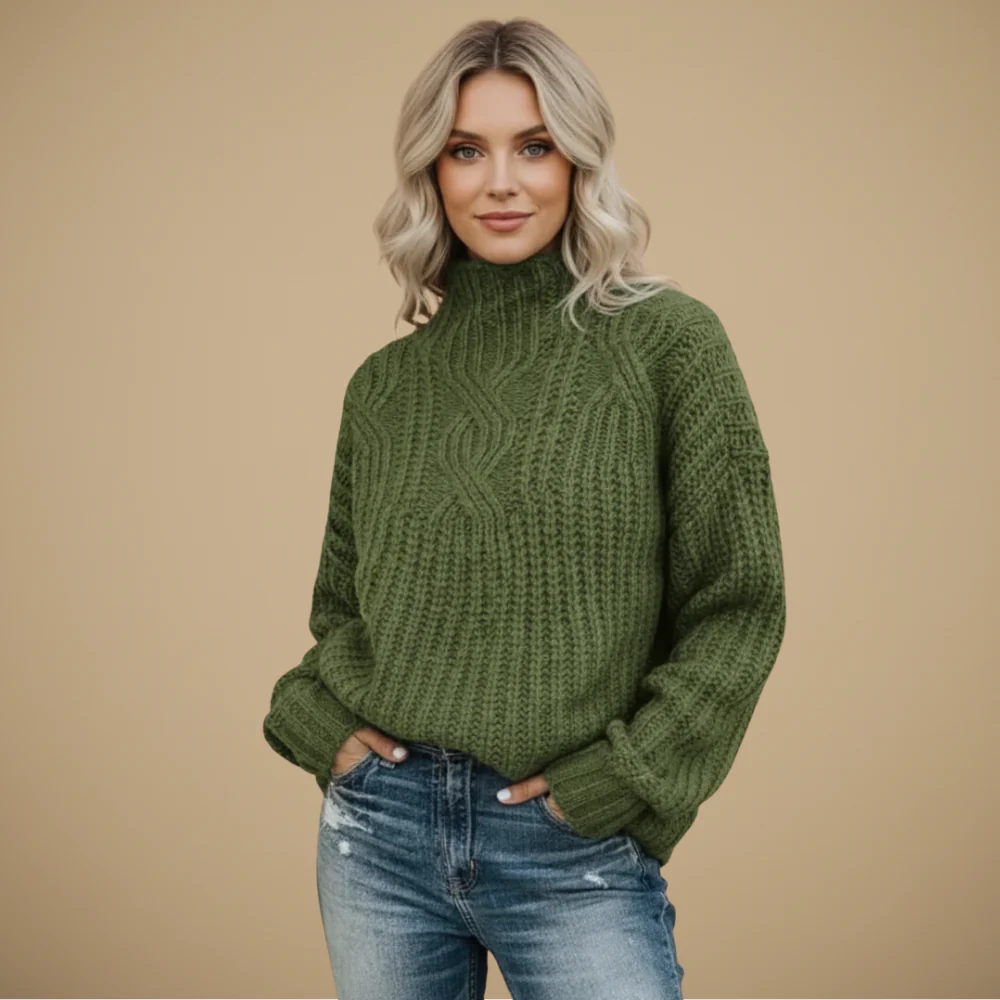 Women's turtleneck long sleeve sweater