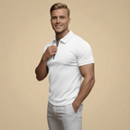 Men's quarter zip short sleeve polo shirt