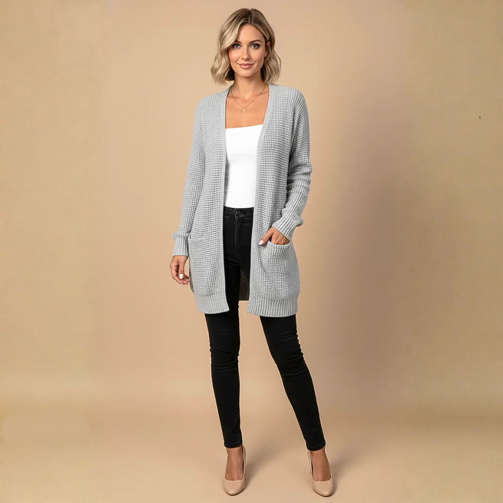 Women's knitted long sleeve cardigan