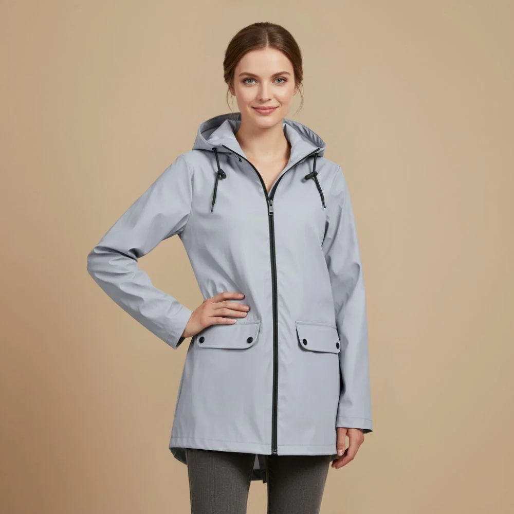Minimalist style hooded light outdoor jacket for women