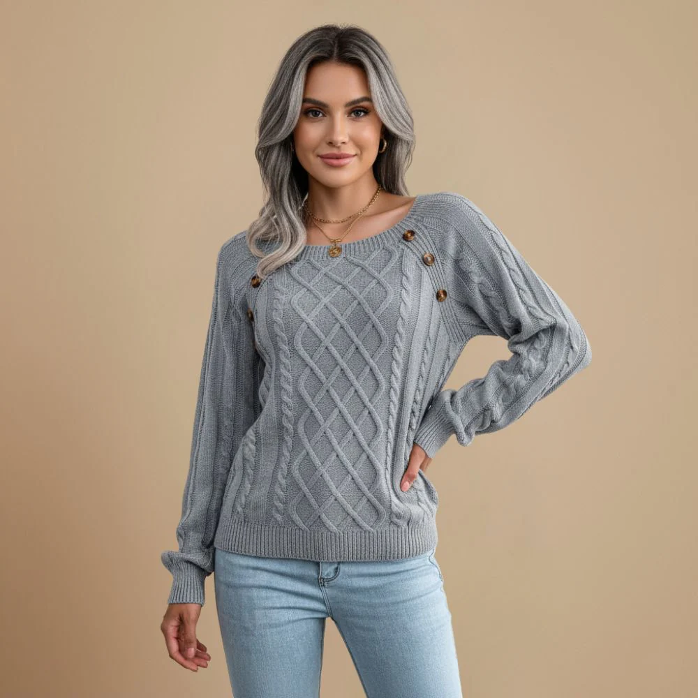 Women's casual square neck knit pullover sweater