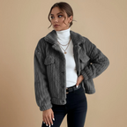 Women's textured cozy button-up jacket