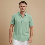 Men’s short sleeve button-front polo shirt
