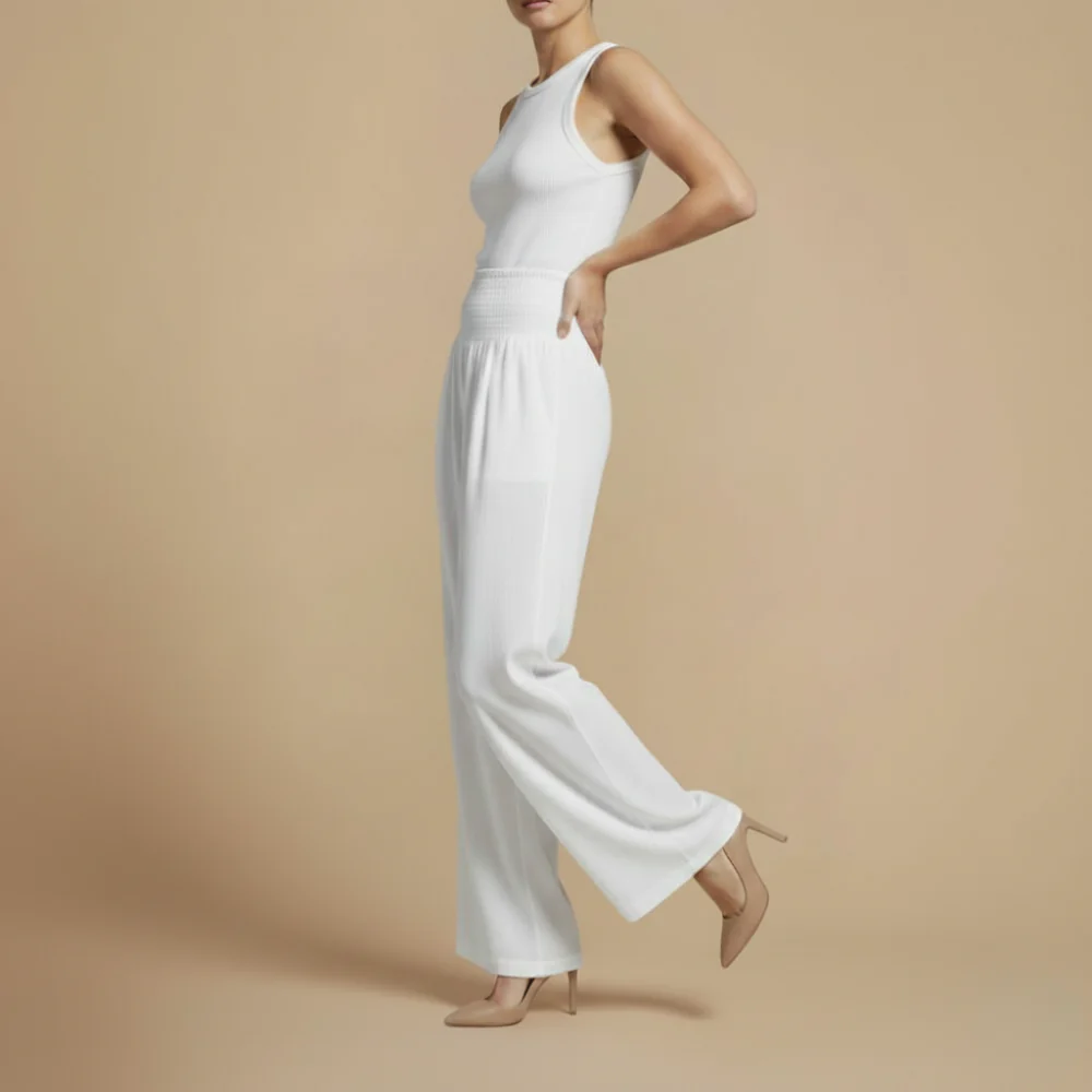 Women’s elastic waist wide leg pants