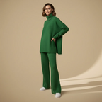 Women's high collar knitted sweater set