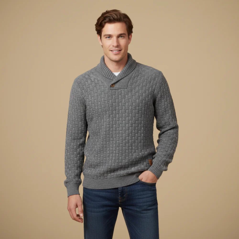 Men's long sleeve textured high neck sweater