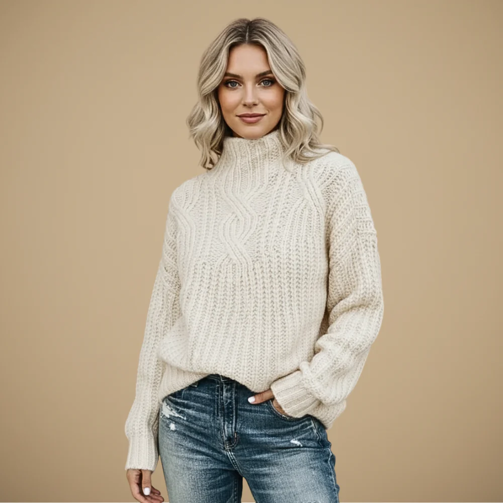 Women's turtleneck long sleeve sweater