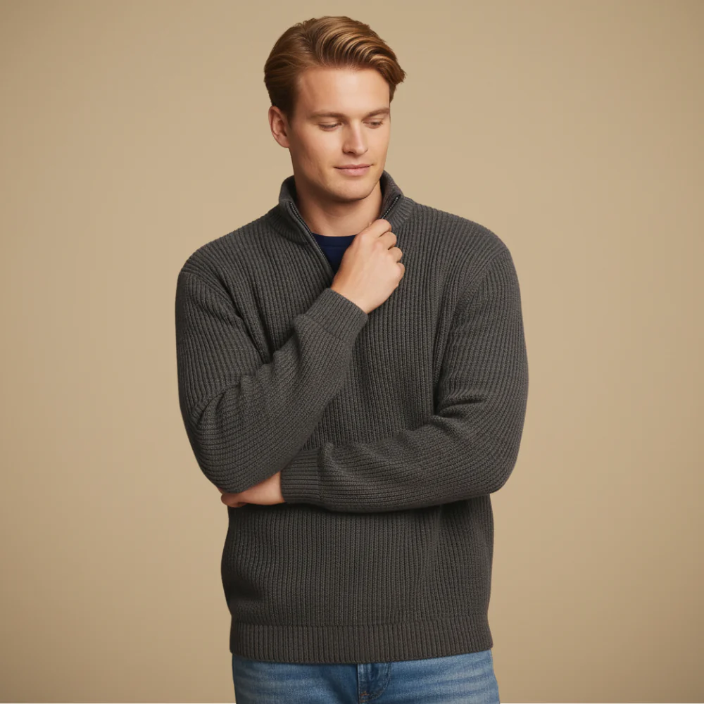 Men’s long sleeve quarter zip fit sweater