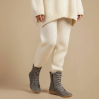 Women’s mid calf lace up boots with zip