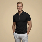 Men's quarter zip short sleeve polo shirt