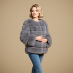 Women's long sleeve winter fur jacket