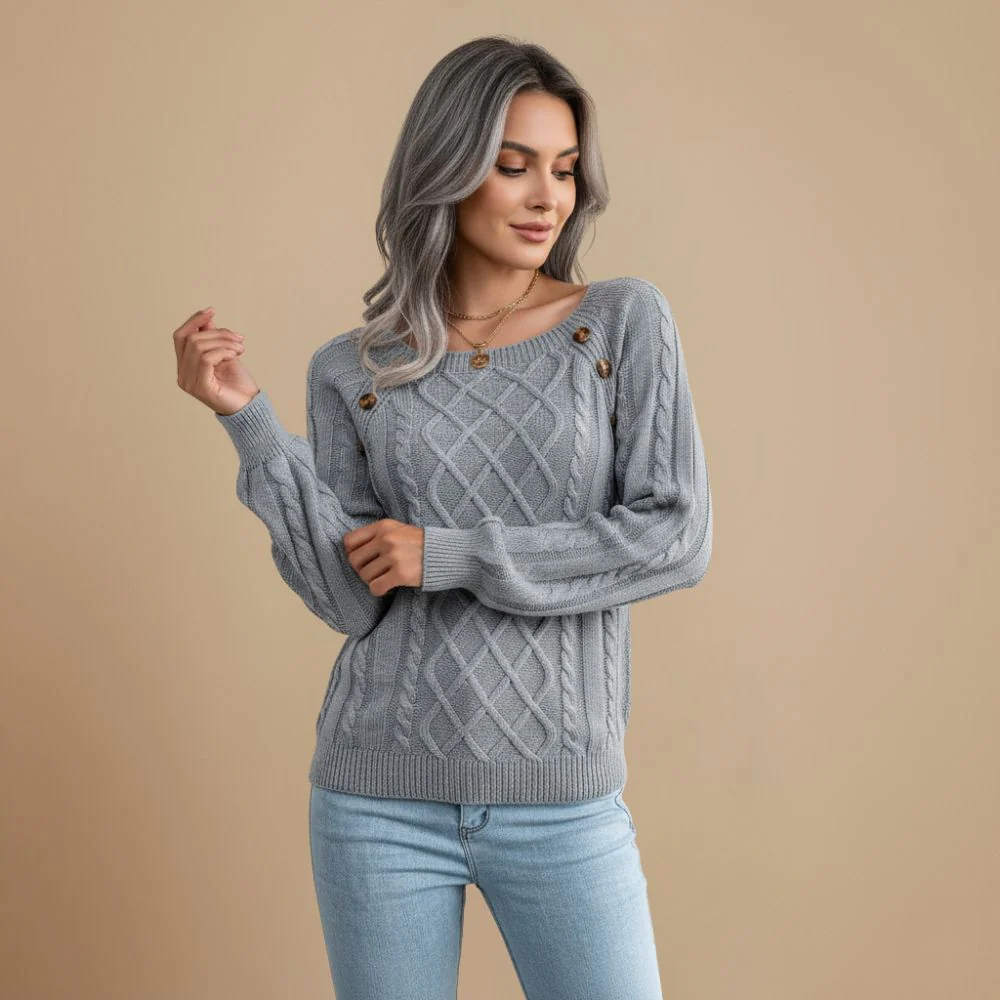 Women's casual square neck knit pullover sweater