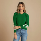 Women's knitted sweater striped long sleeve
