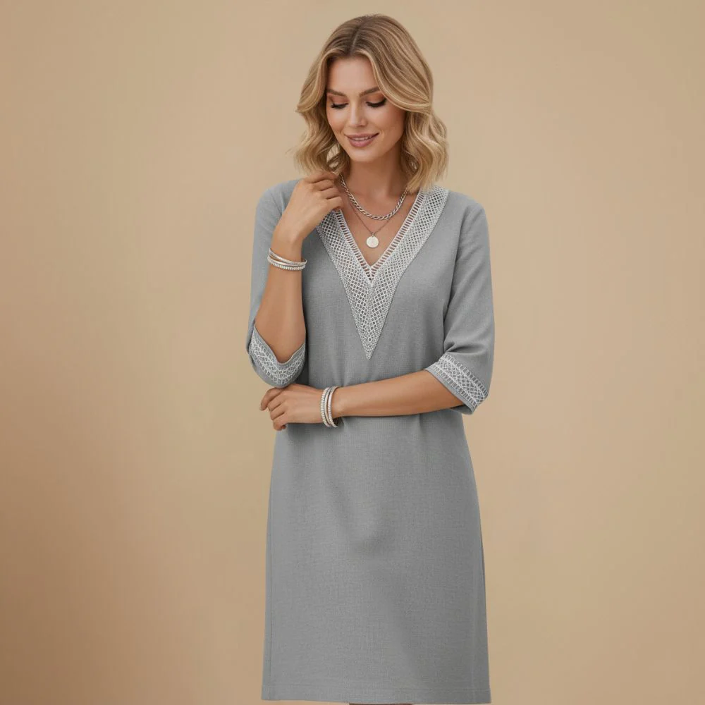 Women's v-neck mid-length summer dress