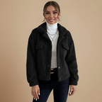Women's textured cozy button-up jacket