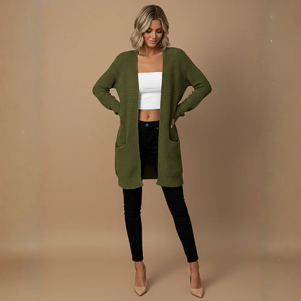 Women's knitted long sleeve cardigan