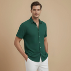 Men’s short sleeve button-front polo shirt