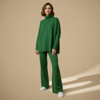 Women's high collar knitted sweater set