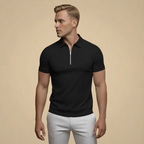 Men's quarter zip short sleeve polo shirt