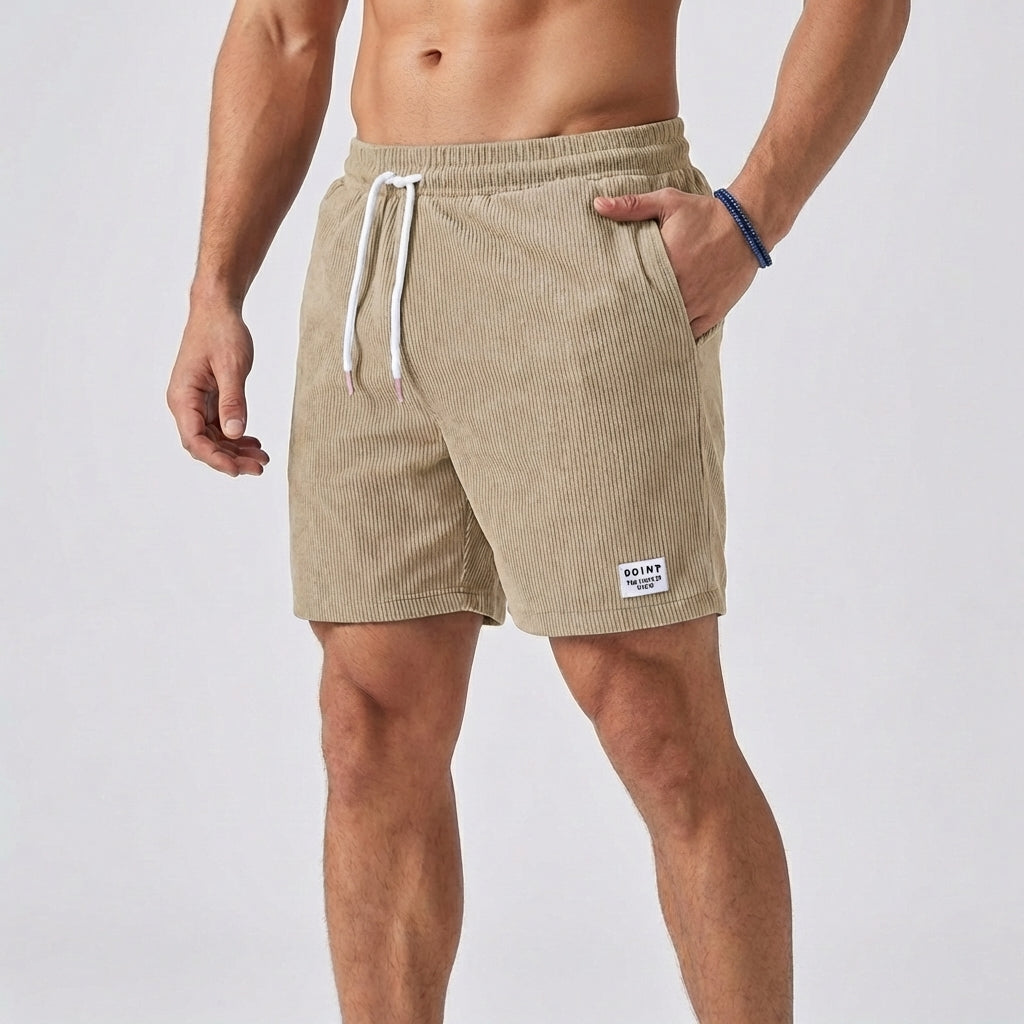 Relaxed Fit Ribbed Drawstring Corduroy Shorts for Men – Casual Comfortable Style