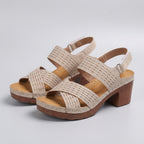 Orthopedic Criss-Cross Slingback Block Heel Platform Sandals for Women – Supportive & Stylish Comfort