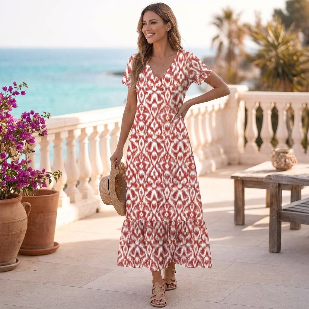 Katy Ruffled Hem A-Line Maxi Dress for Women – Stylish Casual Elegance