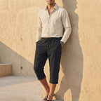 Oscar Relaxed Fit Cropped Pants | Drawstring Waist Side Pockets Cropped Pants