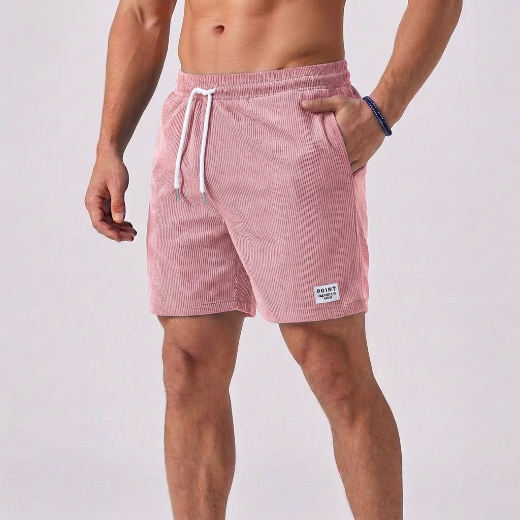 Relaxed Fit Ribbed Drawstring Corduroy Shorts for Men – Casual Comfortable Style