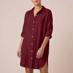 Relaxed Fit Collared Mini Shirt Dress for Women – Casual Stylish Comfort