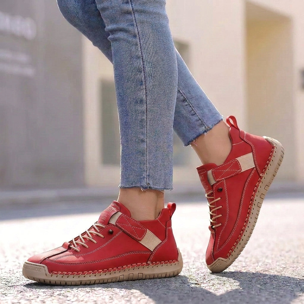 Orthopedic Lace-Up Strap Detail Ankle-Height Sneakers for Women – Supportive & Comfortable Design