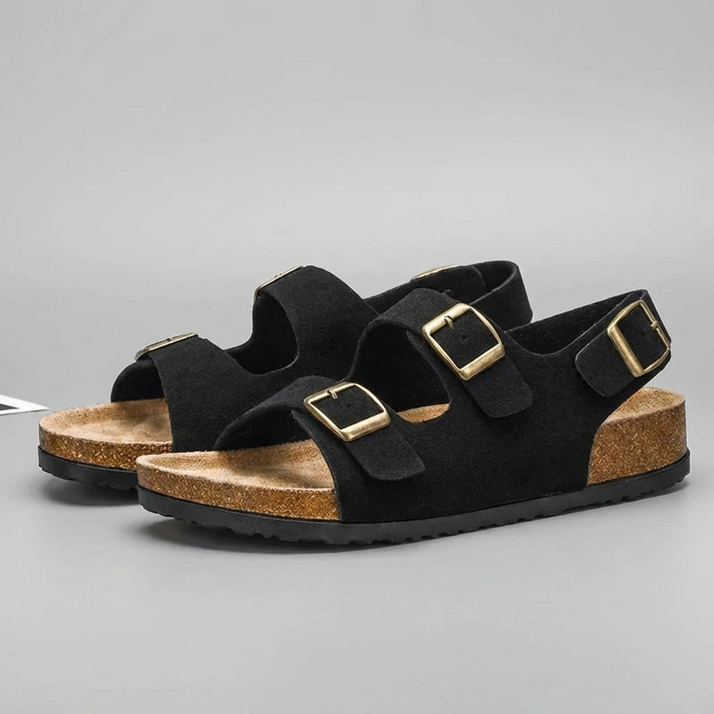 Buckled Slingback Cork Sole Buckle Sandals for Men – Orthopedic Comfort & Support