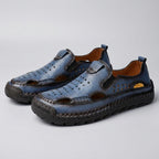 Orthopedic Hand-Stitched Perforated Closed-Toe Sandals for Men – Comfortable & Supportive Design