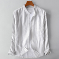 Freddie Relaxed Fit Button-Up Shirt | Band Collar Striped Button-Up Shirt