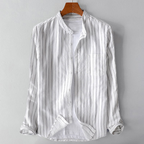 Freddie Relaxed Fit Button-Up Shirt | Band Collar Striped Button-Up Shirt