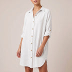 Relaxed Fit Collared Mini Shirt Dress for Women – Casual Stylish Comfort