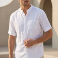 Relaxed Fit Band Collar Shirt for Men – Casual Comfort & Style