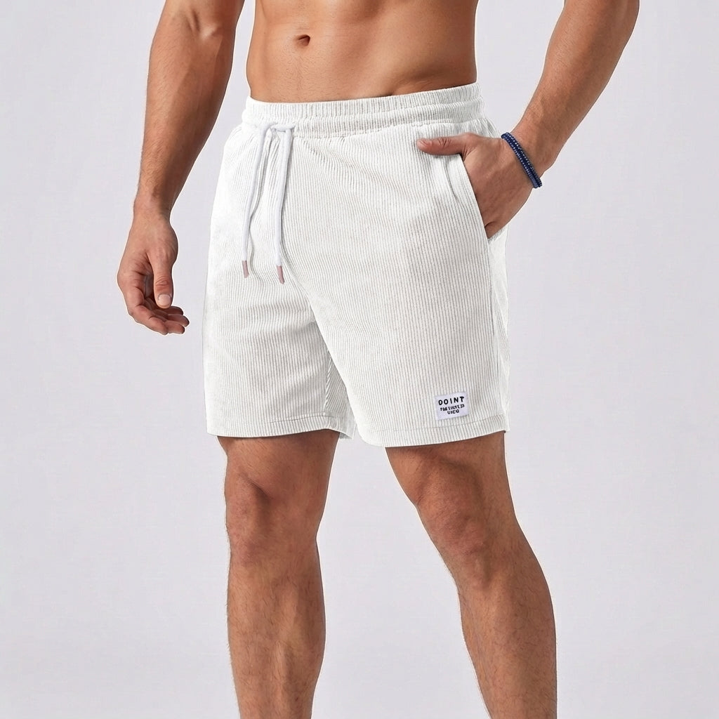 Relaxed Fit Ribbed Drawstring Corduroy Shorts for Men – Casual Comfortable Style