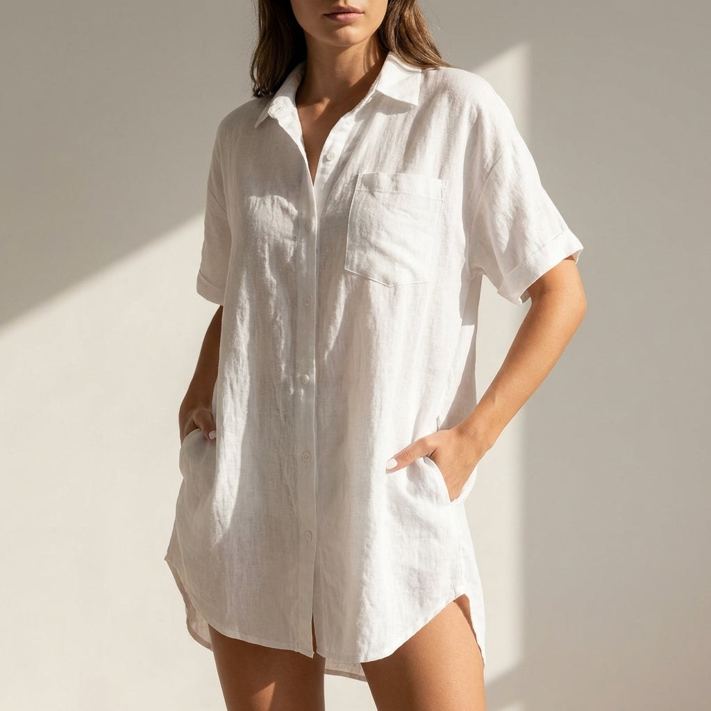 Relaxed Fit Collared Shirt Dress for Women – Casual Stylish Comfort